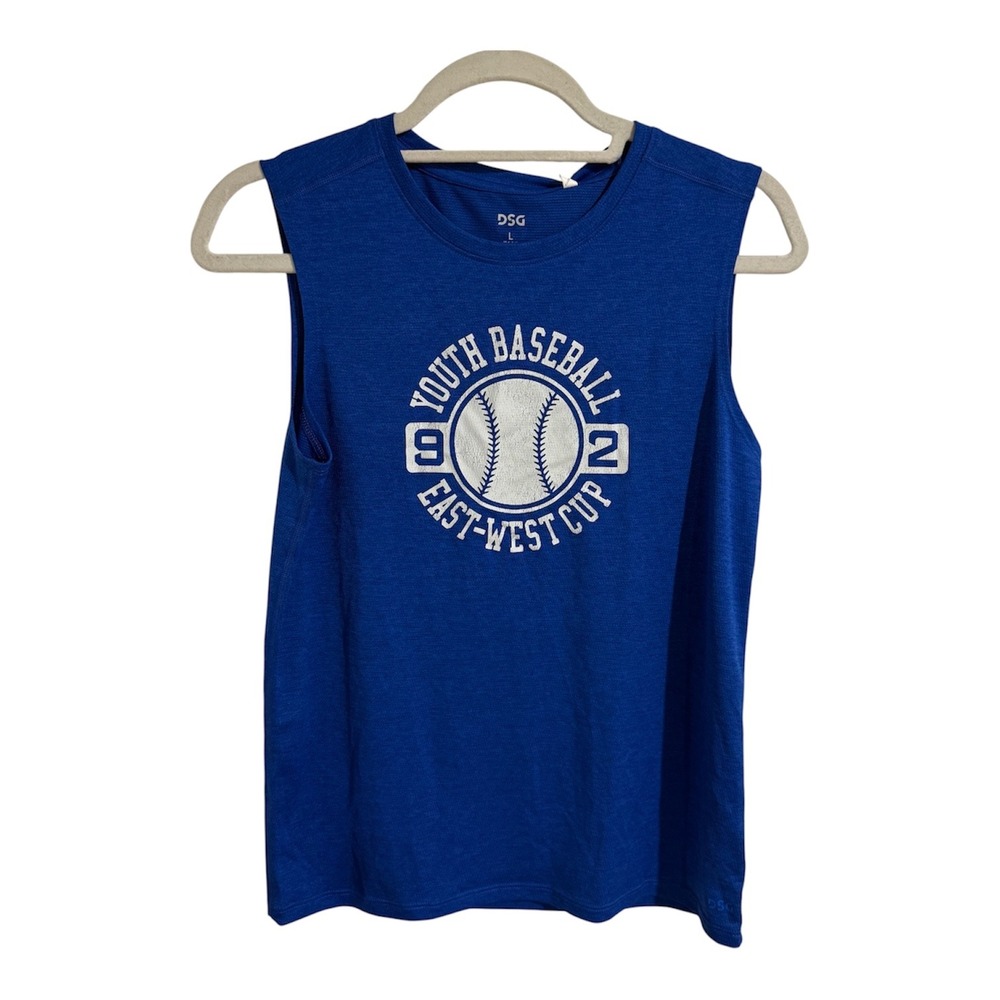 DSG Boys Movement Tank Royal Blue Youth Baseball East-West Cup Graphic Size L